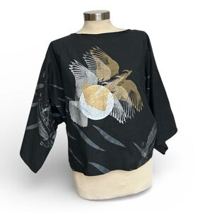 Vintage Bird and Moon Graphic Top